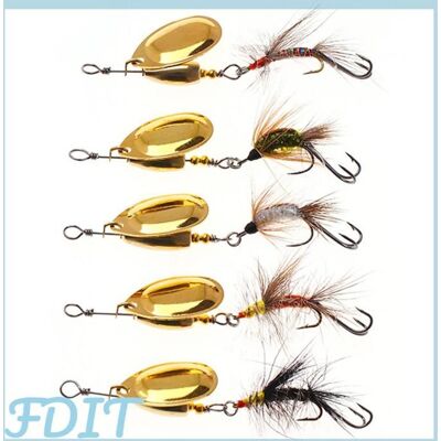 GOTOTOP 5 Pièces Appâts de Pêche Leurres avec Lames en Laiton pour les Amateurs de Pêche au Bar et à la Truite - Publicité GOTOTOP 5 Pièces Appâts de Pêche Leurres avec Lames en Laiton pour les Amateurs de Pêche au Bar et à la Truite - Publicité