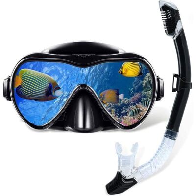 OKUMGGYJ Ensemble masque et tuba équipement de plongée avec tuba masque et tuba secs antibuée vue sur la mer avec sac en filet - Publicité OKUMGGYJ Ensemble masque et tuba équipement de plongée avec tuba masque et tuba secs antibuée vue sur la mer avec sac en filet - Publicité