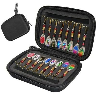 Leurres de Pêche - LITREVE - 16 pcs Paillettes Pivotantes - Appâts en Métal pour Truite Bass - Sac Portable - Publicité Leurres de Pêche - LITREVE - 16 pcs Paillettes Pivotantes - Appâts en Métal pour Truite Bass - Sac Portable - Publicité