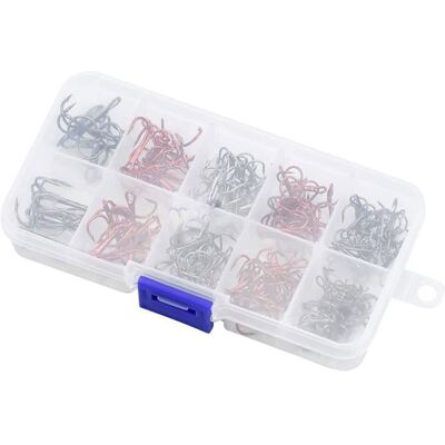 DLZAOAO 130 Pcs Triple Hameçon Pêche Trident Peche Triples Hameçons Barbelés Acier à Haute teneur en Carbone Taille 4 6 8 10 - Publicité DLZAOAO 130 Pcs Triple Hameçon Pêche Trident Peche Triples Hameçons Barbelés Acier à Haute teneur en Carbone Taille 4 6 8 10 - Publicité