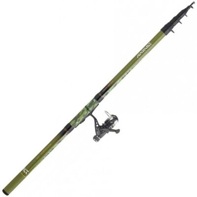 Ensemble de pêche - DAIWA - Megaforce - Canne téléréglable 3.5 m - Moulinet Q820RM - Pêche à la truite Blanc - Publicité Ensemble de pêche - DAIWA - Megaforce - Canne téléréglable 3.5 m - Moulinet Q820RM - Pêche à la truite Blanc - Publicité