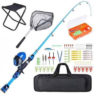 RELA LIFCAUSAL Ensemble canne à pêche et moulinet pour enfants avec tabouret de pêche pliable épuisette canne à pêche télescopique - Publicité RELA LIFCAUSAL Ensemble canne à pêche et moulinet pour enfants avec tabouret de pêche pliable épuisette canne à pêche télescopique - Publicité