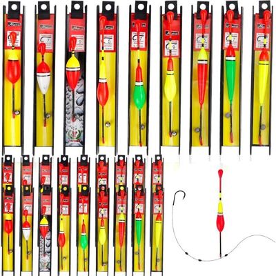 Flotteur Peche 27 pièces Flotteurs de Pêche avec Plomb Ligne de Pêche et Hameçons pour Poissons Communs Truites Anguilles - Publicité Flotteur Peche 27 pièces Flotteurs de Pêche avec Plomb Ligne de Pêche et Hameçons pour Poissons Communs Truites Anguilles - Publicité