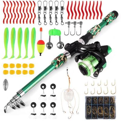TTLIFE Kit de Canne à pêche pour Enfants - avec Moulinet et leurres-18 m-Canne à pêche télescopique en Fibre de Carbone et Moulinet Vert - Publicité TTLIFE Kit de Canne à pêche pour Enfants - avec Moulinet et leurres-18 m-Canne à pêche télescopique en Fibre de Carbone et Moulinet Vert - Publicité