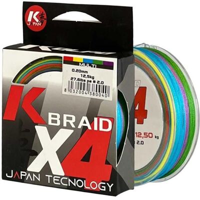 Tresse de pêche - Kolpo - K Braid X4 - Multicolore - 300 m - 0.20 mm - Publicité Tresse de pêche - Kolpo - K Braid X4 - Multicolore - 300 m - 0.20 mm - Publicité