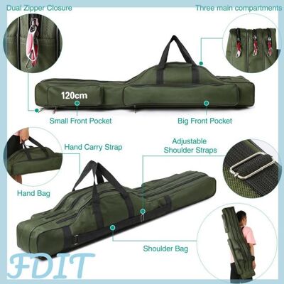 GOTOTOP Sac de pêche Sac de canne à pêche à 3 couches étui de transport de canne pliante sport sac Noir 90 cm / 354 pouces - Publicité GOTOTOP Sac de pêche Sac de canne à pêche à 3 couches étui de transport de canne pliante sport sac Noir 90 cm / 354 pouces - Publicité