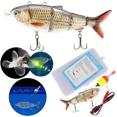 Leurre de pêche électrique - SURENHAP - Multi-articulé USB rechargeable - 13 cm - 42 g - LED intégrée - Publicité Leurre de pêche électrique - SURENHAP - Multi-articulé USB rechargeable - 13 cm - 42 g - LED intégrée - Publicité