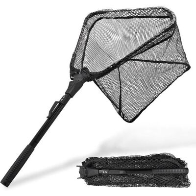 ANNEFLY Épuisette de pêche pliable pour pêche à la truite - Accessoire de pêche pour tête en acier saumon mouche kayak poisson-chat Blanc - Publicité ANNEFLY Épuisette de pêche pliable pour pêche à la truite - Accessoire de pêche pour tête en acier saumon mouche kayak poisson-chat Blanc - Publicité