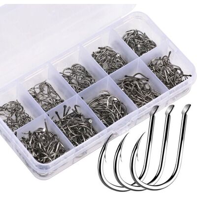 HANDEIU Lot de 500 hameçons de pêche en acier carbone avec ardillon pour la pêche en eau douce et salée tailles 3 à 12 10 tailles - Publicité HANDEIU Lot de 500 hameçons de pêche en acier carbone avec ardillon pour la pêche en eau douce et salée tailles 3 à 12 10 tailles - Publicité