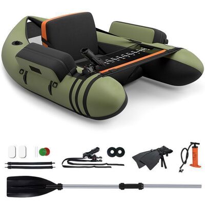 Bateau de Pêche Gonflable Portable-GYMAX-Flotteur de Pêche Simple avec Bretelles Réglables Pagaie Poches de Rangement-Vert Vert - Publicité Bateau de Pêche Gonflable Portable-GYMAX-Flotteur de Pêche Simple avec Bretelles Réglables Pagaie Poches de Rangement-Vert Vert - Publicité