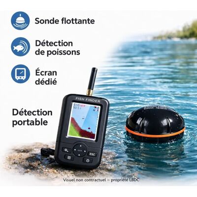 LBDC Sondeur de pêche sans fil portable – Capteur flottant – Détecteur poissons et relief – Écran couleur - Publicité LBDC Sondeur de pêche sans fil portable – Capteur flottant – Détecteur poissons et relief – Écran couleur - Publicité