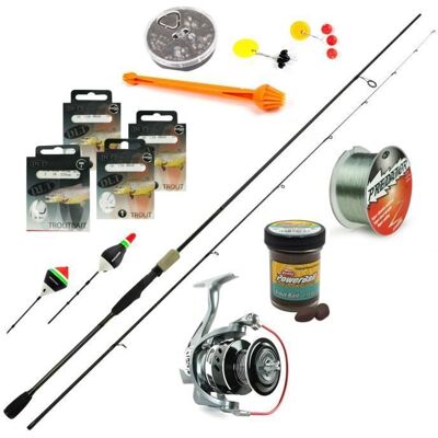 DLT Kit de pêche à la truite super complet - Canne et moulinet - Ligne de pêche - 14 pièces - Bas de ligne - Accessoires Noir - Publicité DLT Kit de pêche à la truite super complet - Canne et moulinet - Ligne de pêche - 14 pièces - Bas de ligne - Accessoires Noir - Publicité