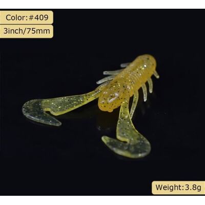 12pcs - lot Craw Type de poisson Softbait Leurres de pêche à la crevette à sauter leurre Bass Bait 3inch - 75mm - 3.8g # 409 - Publicité 12pcs - lot Craw Type de poisson Softbait Leurres de pêche à la crevette à sauter leurre Bass Bait 3inch - 75mm - 3.8g # 409 - Publicité