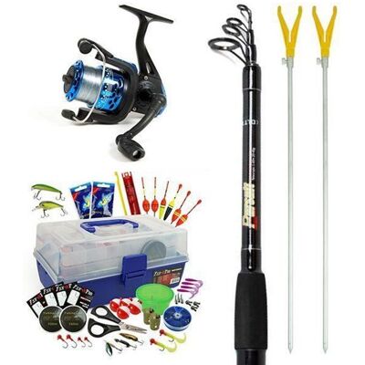 Ensemble de cannes à pêche FISH-XPRO - Starter Set Deluxe - Compact et léger - Idéal pour voyager - Publicité Ensemble de cannes à pêche FISH-XPRO - Starter Set Deluxe - Compact et léger - Idéal pour voyager - Publicité