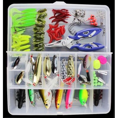 LIXADA 101PCS Leurres de pêche Outil Mixte Appâts durs Souple Popper Crankbait VIB Flottant Crochets Accessoires avec Boîte - Publicité LIXADA 101PCS Leurres de pêche Outil Mixte Appâts durs Souple Popper Crankbait VIB Flottant Crochets Accessoires avec Boîte - Publicité