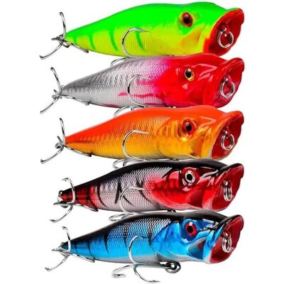 KJEHOME 5 pièces leurre de pêche Flottant Topwater Popper 9 cm leurres de pêche Popper hameçons triples Accessoire de matériel de - Publicité KJEHOME 5 pièces leurre de pêche Flottant Topwater Popper 9 cm leurres de pêche Popper hameçons triples Accessoire de matériel de - Publicité