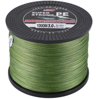 WOVTE Ligne de pêche 1000m Super Strong PE tressé ligne de pêche résistant à labrasion 0.28mm plus petit diamètre 18.2kg Zero Stretch Vert - Publicité WOVTE Ligne de pêche 1000m Super Strong PE tressé ligne de pêche résistant à labrasion 0.28mm plus petit diamètre 18.2kg Zero Stretch Vert - Publicité