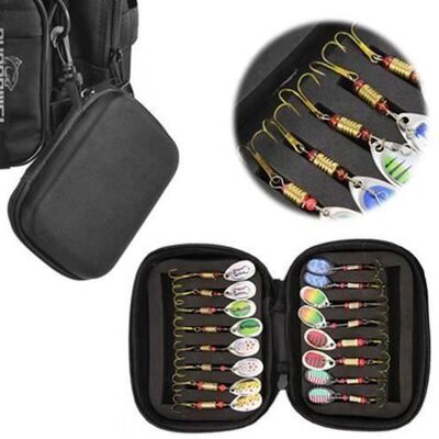 Leurres de pêche clignotant kit de pêche avec sac de transport pour brochet sandre perche et truite Noir - Publicité Leurres de pêche clignotant kit de pêche avec sac de transport pour brochet sandre perche et truite Noir - Publicité