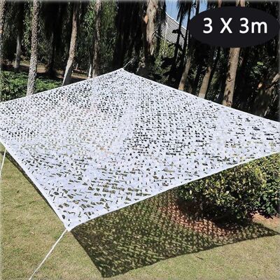 WOVTE Filet De Camouflage Crème Solaire 3×3m Filet De Camouflage Renforcé BlancFilet Dombrage De CamouflageDécoration Militaire Blanc - Publicité WOVTE Filet De Camouflage Crème Solaire 3×3m Filet De Camouflage Renforcé BlancFilet Dombrage De CamouflageDécoration Militaire Blanc - Publicité