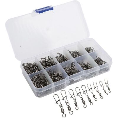 PNUATICM Lot de 210 émerillons de pêche en acier inoxydable avec mousquetons de sécurité et connecteur de ligne de pêche - Publicité PNUATICM Lot de 210 émerillons de pêche en acier inoxydable avec mousquetons de sécurité et connecteur de ligne de pêche - Publicité