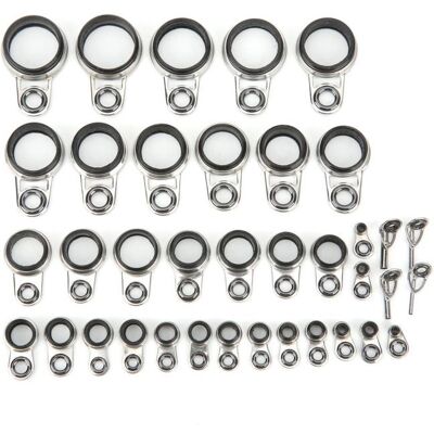 37pcs Anneau de Pointe Supérieure de Guides de Canne à Pêche Kit de Guide de Canne à Pêche à Lancer Télescopique Gris - Publicité 37pcs Anneau de Pointe Supérieure de Guides de Canne à Pêche Kit de Guide de Canne à Pêche à Lancer Télescopique Gris - Publicité