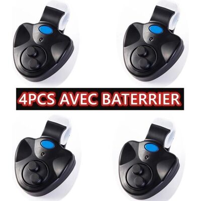 Lot de 4 détecteurs de touche de pêche électroniques avec voyants LED et alerte sonore pour différents types de cannes à pêche - Publicité Lot de 4 détecteurs de touche de pêche électroniques avec voyants LED et alerte sonore pour différents types de cannes à pêche - Publicité