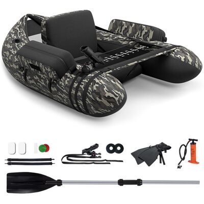 Bateau de Pêche Gonflable Portable-GYMAX-Flotteur de Pêche Simple avec Bretelles Réglables Pagaie Poches de Rangement-Camouflage - Publicité Bateau de Pêche Gonflable Portable-GYMAX-Flotteur de Pêche Simple avec Bretelles Réglables Pagaie Poches de Rangement-Camouflage - Publicité