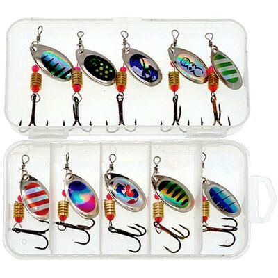 Leurres de pêche à la cuillère tournante bidirectionnelle type « queue de coq » avec corps et palette en cuivre brillant. Publicité Leurres de pêche à la cuillère tournante bidirectionnelle type « queue de coq » avec corps et palette en cuivre brillant. Publicité