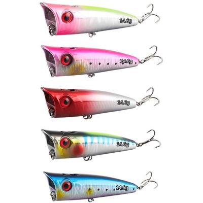 Leurres de Pêche de Surface Popper 5 pcs 14.6g/20g deau Pulvérisée Poisson Flottant Appât deau de Surface pour la Perche Saumon - Publicité Leurres de Pêche de Surface Popper 5 pcs 14.6g/20g deau Pulvérisée Poisson Flottant Appât deau de Surface pour la Perche Saumon - Publicité