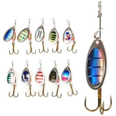 ®TONLRGY Ensemble de leurres de pêche 10 pièces leurres durs et réalistes pour la pêche à la cuillère au bar - Publicité ®TONLRGY Ensemble de leurres de pêche 10 pièces leurres durs et réalistes pour la pêche à la cuillère au bar - Publicité
