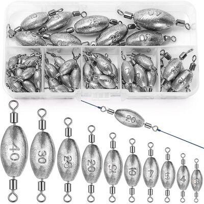 KJEHOME 25/45 Pièces Plombs Forme olive avec Emerillon Truite Set 6/10 Tailles Anneaux Solides Poids 25 - Publicité KJEHOME 25/45 Pièces Plombs Forme olive avec Emerillon Truite Set 6/10 Tailles Anneaux Solides Poids 25 - Publicité