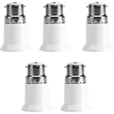 Adaptateur dampoule - TBEST - B22 Mâle vers E27 Femelle - PC Ignifuge - 5 Pcs Blanc - Publicité Adaptateur dampoule - TBEST - B22 Mâle vers E27 Femelle - PC Ignifuge - 5 Pcs Blanc - Publicité