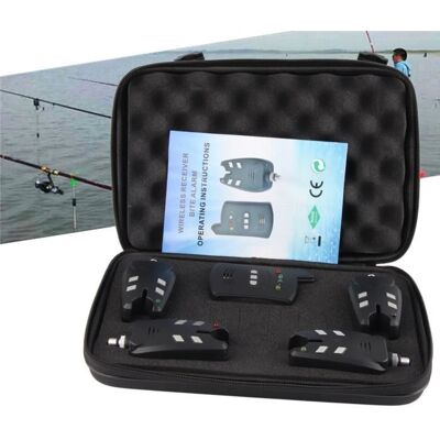 OMABETA Alarme de morsure de poisson Alarme de morsure de pêche 4 pièces et 1 indicateur de récepteur alerte sport outillage Noir - Publicité OMABETA Alarme de morsure de poisson Alarme de morsure de pêche 4 pièces et 1 indicateur de récepteur alerte sport outillage Noir - Publicité