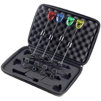 Alarme de morsure de pêche Swinger LED Indicateur lumineux 4 couleurs Tools de pêche en carpe Accessoire dans une affaire zippée 4pc Noir - Publicité Alarme de morsure de pêche Swinger LED Indicateur lumineux 4 couleurs Tools de pêche en carpe Accessoire dans une affaire zippée 4pc Noir - Publicité