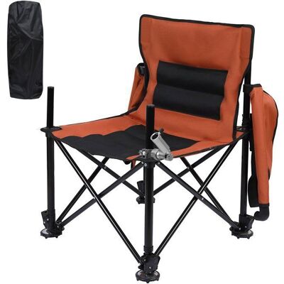CURFAIR Chaise de pêche pliante antidérapante avec porte-canne amovible Orange - Publicité CURFAIR Chaise de pêche pliante antidérapante avec porte-canne amovible Orange - Publicité