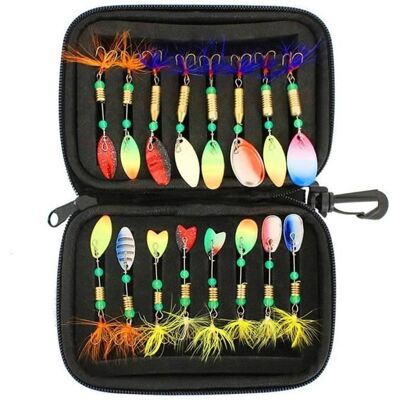ROMOTE Leurre de pêche Kit Truite Bass Pêche Cuillère Spinner Spinner At Tackle Boîte Artificielle Hard Baits Spinnerbaits Swimbaits - Publicité ROMOTE Leurre de pêche Kit Truite Bass Pêche Cuillère Spinner Spinner At Tackle Boîte Artificielle Hard Baits Spinnerbaits Swimbaits - Publicité