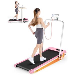 BIGZZIA Tapis de Course Pliable et Inclinable 7% - Vitesse 1-8km/h - écran LED - Moteur 2.5HP - Charge max 130 kg - avec télécommande - Rose - Publicité BIGZZIA Tapis de Course Pliable et Inclinable 7% - Vitesse 1-8km/h - écran LED - Moteur 2.5HP - Charge max 130 kg - avec télécommande - Rose - Publicité