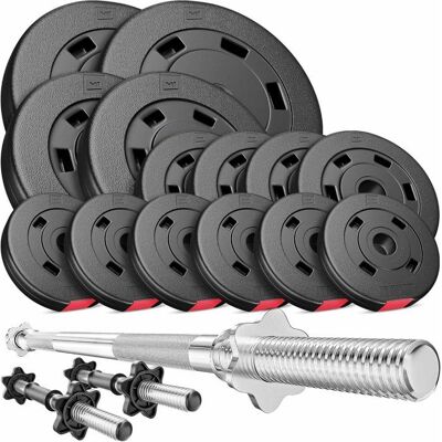 Ensemble de Poids Hop-Sport 58kg - Haltères et Barre Ajustables - Publicité Ensemble de Poids Hop-Sport 58kg - Haltères et Barre Ajustables - Publicité
