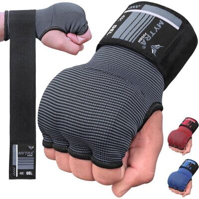 Sous Gants Boxe Mytra Fusion 4K – Rembourrage Gel Avec Dragonnes 80 cm – Protection Mains & Poignets - Gris/Noir Gris - Publicité Sous Gants Boxe Mytra Fusion 4K – Rembourrage Gel Avec Dragonnes 80 cm – Protection Mains & Poignets - Gris/Noir Gris - Publicité