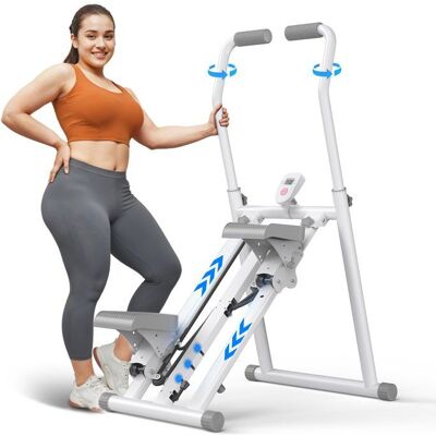 Stepper Vertical Pliable MERACH - 3 niveaux résistance - écran LCD - structure robuste - 3 hauteurs+3 positions guidon - max 150kg Blanc - Publicité Stepper Vertical Pliable MERACH - 3 niveaux résistance - écran LCD - structure robuste - 3 hauteurs+3 positions guidon - max 150kg Blanc - Publicité