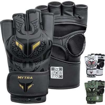 Gants MMA Mytra Fusion - Polyvalents pour Grappling Sparring et Combat en Cage - 4 oz - Noir Tribal Noir - Publicité Gants MMA Mytra Fusion - Polyvalents pour Grappling Sparring et Combat en Cage - 4 oz - Noir Tribal Noir - Publicité