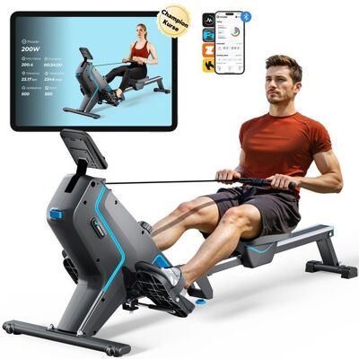 Rameur magnétique MERACH - 16 niveaux - Écran LCD - Support iPad - 150 kg - Bluetooth/Kinomap/APP - Cours et Jeux Inclus Noir - Publicité Rameur magnétique MERACH - 16 niveaux - Écran LCD - Support iPad - 150 kg - Bluetooth/Kinomap/APP - Cours et Jeux Inclus Noir - Publicité
