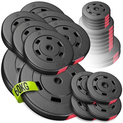 Ensemble de Poids Hop-Sport 60kg - Plates ajustables - Publicité Ensemble de Poids Hop-Sport 60kg - Plates ajustables - Publicité