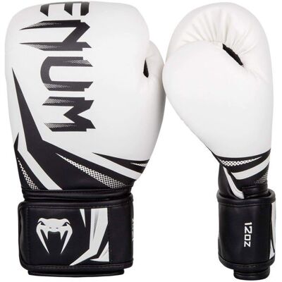 Gants de boxe - VENUM - Challenger 3.0 - 12 oz - Cuir synthétique - Triple couche Blanc - Publicité Gants de boxe - VENUM - Challenger 3.0 - 12 oz - Cuir synthétique - Triple couche Blanc - Publicité