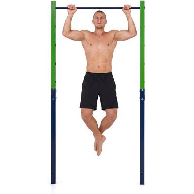 COSTWAY Barre de Traction Extérieure avec Protections Anti-chocs Hauteur sur 5 Niveaux pour Gymnastique Parc Cour 1 Place Bleu - Publicité COSTWAY Barre de Traction Extérieure avec Protections Anti-chocs Hauteur sur 5 Niveaux pour Gymnastique Parc Cour 1 Place Bleu - Publicité