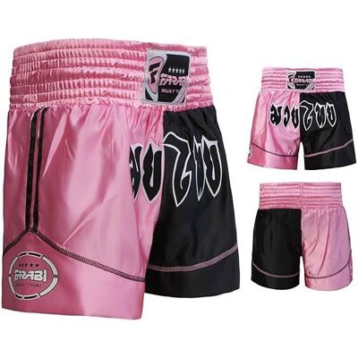Short de Muay Thai - Farabi Sports - Rose/Noir - Tissu respirant - Ceinture élastiquée - Ultra léger Rose - Publicité Short de Muay Thai - Farabi Sports - Rose/Noir - Tissu respirant - Ceinture élastiquée - Ultra léger Rose - Publicité