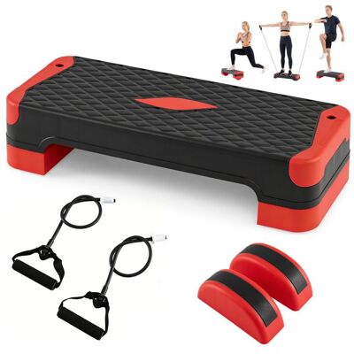 Stepper dAérobic 3 en 1-COSTWAY-Charge 300KG 4 Hauteurs avec 6 Accessoires Step Fitness Antidérapant Rouge Rouge - Publicité Stepper dAérobic 3 en 1-COSTWAY-Charge 300KG 4 Hauteurs avec 6 Accessoires Step Fitness Antidérapant Rouge Rouge - Publicité