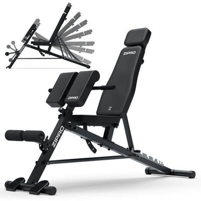 ZIPRO Core Control - Banc réglable - Max. 270 kg - Barre à biceps et appui-tête - Développé couché - Gym à domicile 50 mm Noir - Publicité ZIPRO Core Control - Banc réglable - Max. 270 kg - Barre à biceps et appui-tête - Développé couché - Gym à domicile 50 mm Noir - Publicité