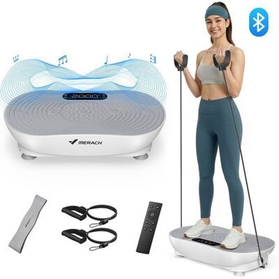 Plateforme Vibrante PRO avec Télécommande – MERACH - 99 niveaux - Haut-parleurs/Bluetooth Intégré - Modes Manuel/Automatique - Gris Blanc - Publicité Plateforme Vibrante PRO avec Télécommande – MERACH - 99 niveaux - Haut-parleurs/Bluetooth Intégré - Modes Manuel/Automatique - Gris Blanc - Publicité