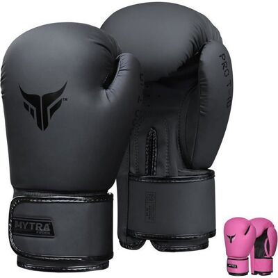 Gants de Boxe - Mytra Fusion - PRO T-10 - Cuir synthétique - 16 OZ - Noir Noir - Publicité Gants de Boxe - Mytra Fusion - PRO T-10 - Cuir synthétique - 16 OZ - Noir Noir - Publicité